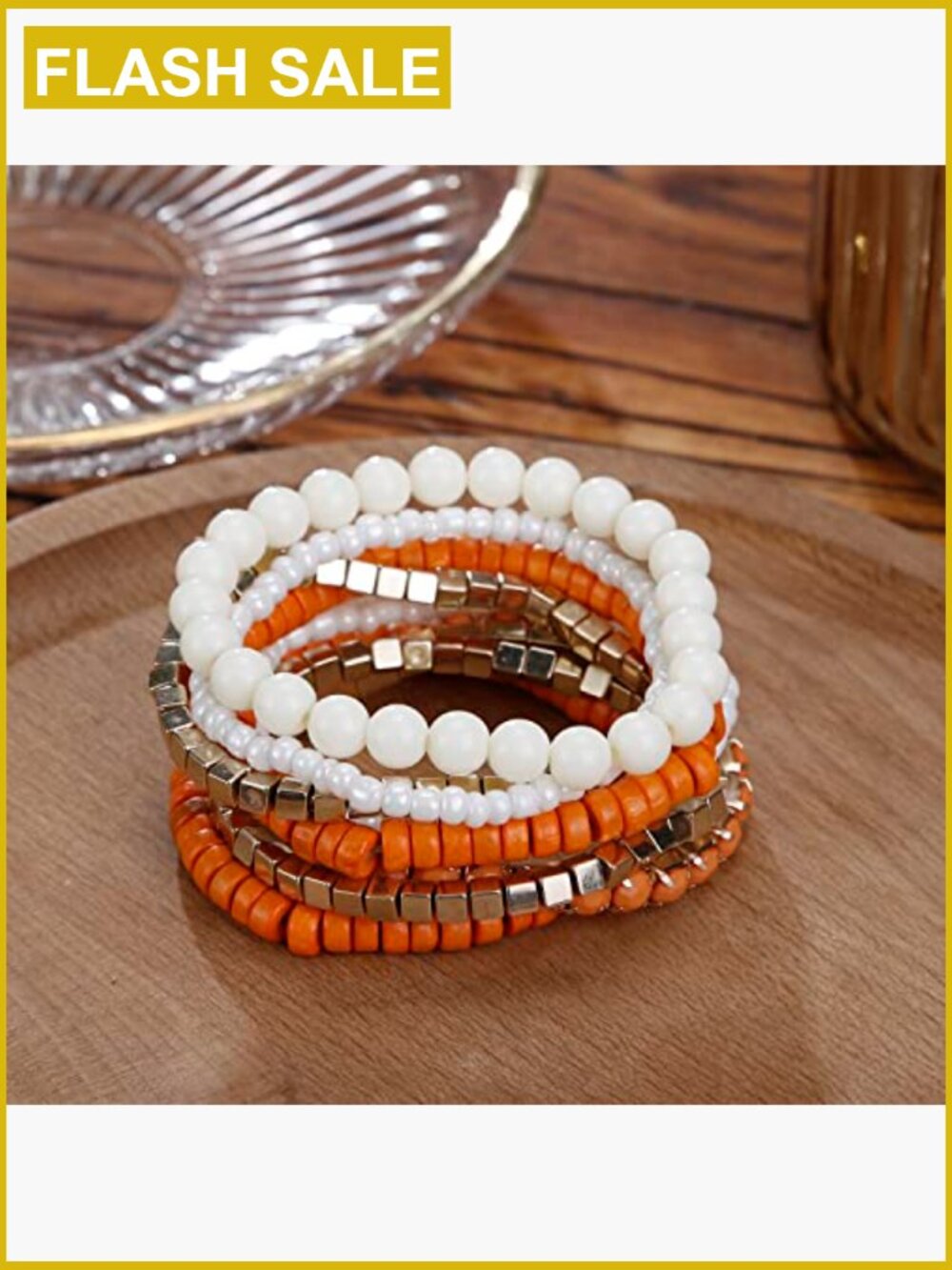 Stretch Stackable Bangle Bracelet Set - Boho Beaded - Picture 3 of 7